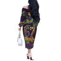 Six Seven Mardi Gras Off The Shoulder Long Sleeve Dress 67 Carnival Mask Beads - Wonder Print Shop