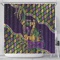 Six Seven Mardi Gras Shower Curtain 67 Carnival Mask Beads - Wonder Print Shop