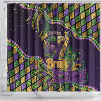 Six Seven Mardi Gras Shower Curtain 67 Carnival Mask Beads - Wonder Print Shop