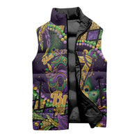 Six Seven Mardi Gras Sleeveless Puffer Jacket 67 Carnival Mask Beads - Wonder Print Shop