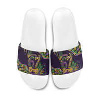 Six Seven Mardi Gras Slide Sandals 67 Carnival Mask Beads - Wonder Print Shop
