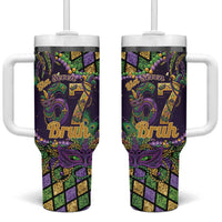 Six Seven Mardi Gras Tumbler With Handle 67 Carnival Mask Beads - Wonder Print Shop