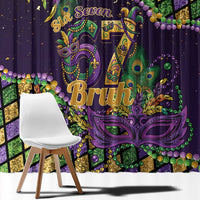 Six Seven Mardi Gras Window Curtain 67 Carnival Mask Beads - Wonder Print Shop