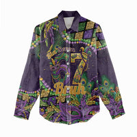 Six Seven Mardi Gras Women Casual Shirt 67 Carnival Mask Beads - Wonder Print Shop