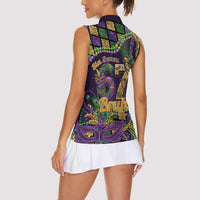 Six Seven Mardi Gras Women Sleeveless Polo Shirt 67 Carnival Mask Beads - Wonder Print Shop