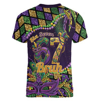 Six Seven Mardi Gras Women V-Neck T-Shirt 67 Carnival Mask Beads - Wonder Print Shop