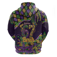 Six Seven Mardi Gras Zip Hoodie 67 Carnival Mask Beads - Wonder Print Shop