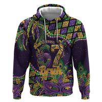 Six Seven Mardi Gras Zip Hoodie 67 Carnival Mask Beads - Wonder Print Shop