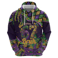 Six Seven Mardi Gras Zip Hoodie 67 Carnival Mask Beads - Wonder Print Shop