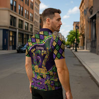 Six Seven Mardi Gras Zipper Polo Shirt 67 Carnival Mask Beads - Wonder Print Shop