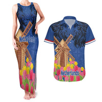 Netherlands Lion Couples Matching Tank Maxi Dress and Hawaiian Shirt Tulip And Windmill