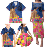Netherlands Lion Family Matching Puletasi and Hawaiian Shirt Tulip And Windmill