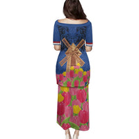 Netherlands Lion Family Matching Puletasi and Hawaiian Shirt Tulip And Windmill