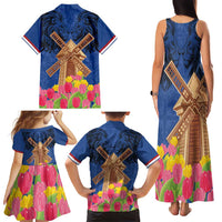 Netherlands Lion Family Matching Tank Maxi Dress and Hawaiian Shirt Tulip And Windmill