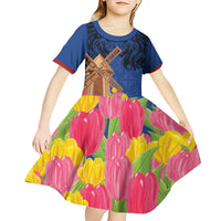 Netherlands Lion Kid Short Sleeve Dress Tulip And Windmill