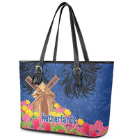 Netherlands Lion Leather Tote Bag Tulip And Windmill