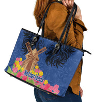 Netherlands Lion Leather Tote Bag Tulip And Windmill