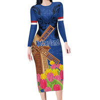 Netherlands Lion Long Sleeve Bodycon Dress Tulip And Windmill