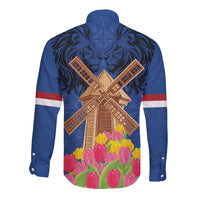 Netherlands Lion Long Sleeve Button Shirt Tulip And Windmill