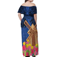 Netherlands Lion Off Shoulder Maxi Dress Tulip And Windmill