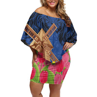 Netherlands Lion Off Shoulder Short Dress Tulip And Windmill