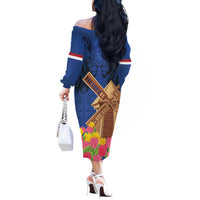 Netherlands Lion Off The Shoulder Long Sleeve Dress Tulip And Windmill
