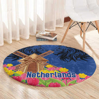 Netherlands Lion Round Carpet Tulip And Windmill
