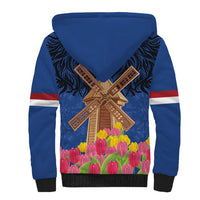 Netherlands Lion Sherpa Hoodie Tulip And Windmill