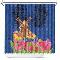 Netherlands Lion Shower Curtain Tulip And Windmill