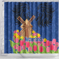Netherlands Lion Shower Curtain Tulip And Windmill