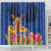 Netherlands Lion Shower Curtain Tulip And Windmill