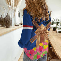 Netherlands Lion Women Casual Shirt Tulip And Windmill