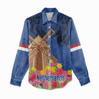 Netherlands Lion Women Casual Shirt Tulip And Windmill