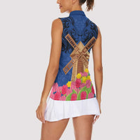 Netherlands Lion Women Sleeveless Polo Shirt Tulip And Windmill