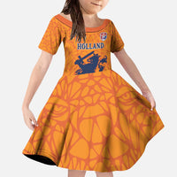 Custom Netherlands Football Family Matching Off The Shoulder Long Sleeve Dress and Hawaiian Shirt Holland Lion