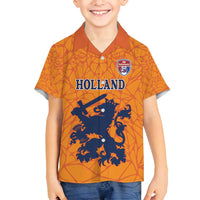 Custom Netherlands Football Family Matching Off Shoulder Maxi Dress and Hawaiian Shirt Holland Lion