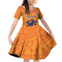 Custom Netherlands Football Family Matching Off Shoulder Short Dress and Hawaiian Shirt Holland Lion
