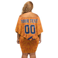Custom Netherlands Football Family Matching Off Shoulder Short Dress and Hawaiian Shirt Holland Lion