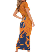 Custom Netherlands Football Family Matching Short Sleeve Bodycon Dress and Hawaiian Shirt Holland Lion