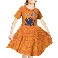 Custom Netherlands Football Kid Short Sleeve Dress Holland Lion