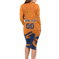 Custom Netherlands Football Long Sleeve Bodycon Dress Holland Lion