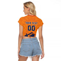 Custom Netherlands Football Raglan Cropped T Shirt Holland Lion
