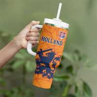 Custom Netherlands Football Tumbler With Handle Holland Lion