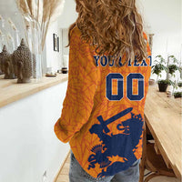 Custom Netherlands Football Women Casual Shirt Holland Lion