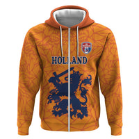 Custom Netherlands Football Zip Hoodie Holland Lion