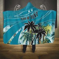 Personalized Saint Kitts and Nevis Coconut Palm Tree Hooded Blanket