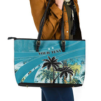 Personalized Saint Kitts and Nevis Coconut Palm Tree Leather Tote Bag - Wonder Print Shop