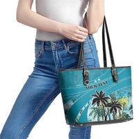 Personalized Saint Kitts and Nevis Coconut Palm Tree Leather Tote Bag - Wonder Print Shop