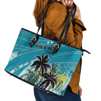 Personalized Saint Kitts and Nevis Coconut Palm Tree Leather Tote Bag - Wonder Print Shop