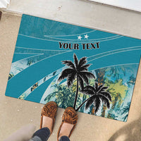 Personalized Saint Kitts and Nevis Coconut Palm Tree Rubber Doormat - Wonder Print Shop